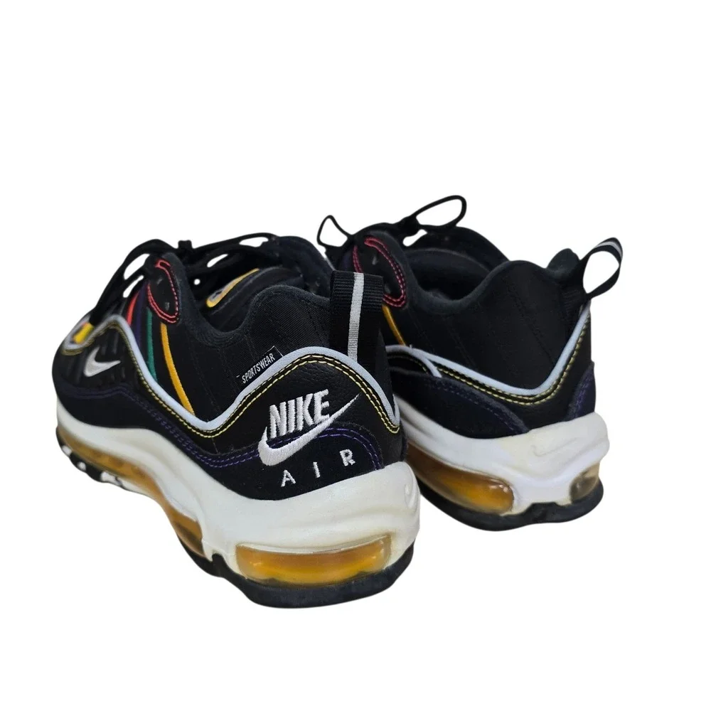 Nike Air‎ Max 98 Black Multicolor Stripes Athletic Running Shoes GS Size 6.5Y